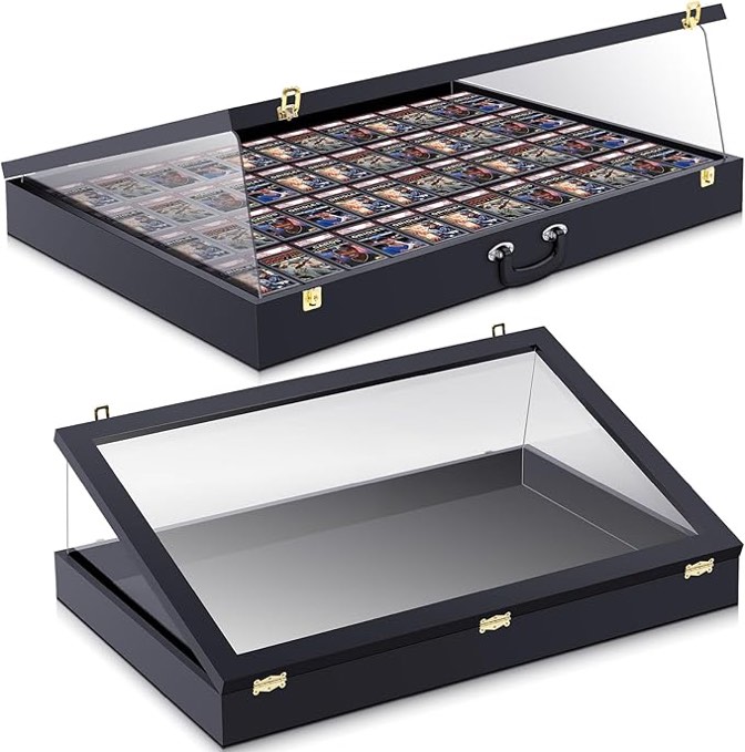 Trade Show Display Case, 36" x 24" Wooden Frame Card Display Case Clear Acrylic Showcase with Locks for Jewelry Craft Collector Pastry Shows(Black)