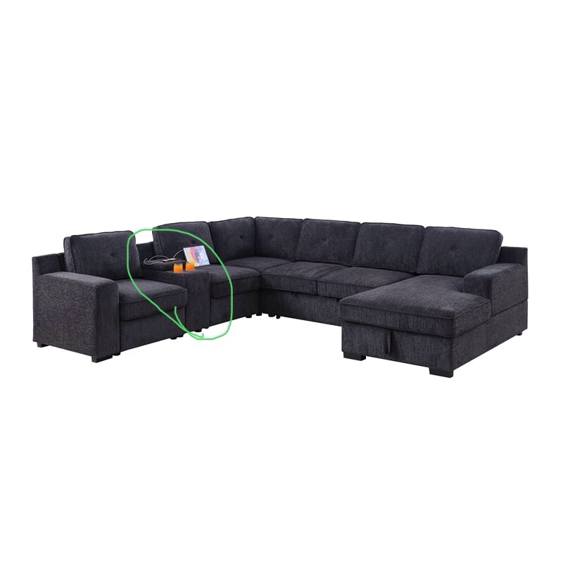 incomplete only 1 pcs )) Hybition Modern Chenille Sofa Pull out Sofabed & Multifunctional Console-Grey