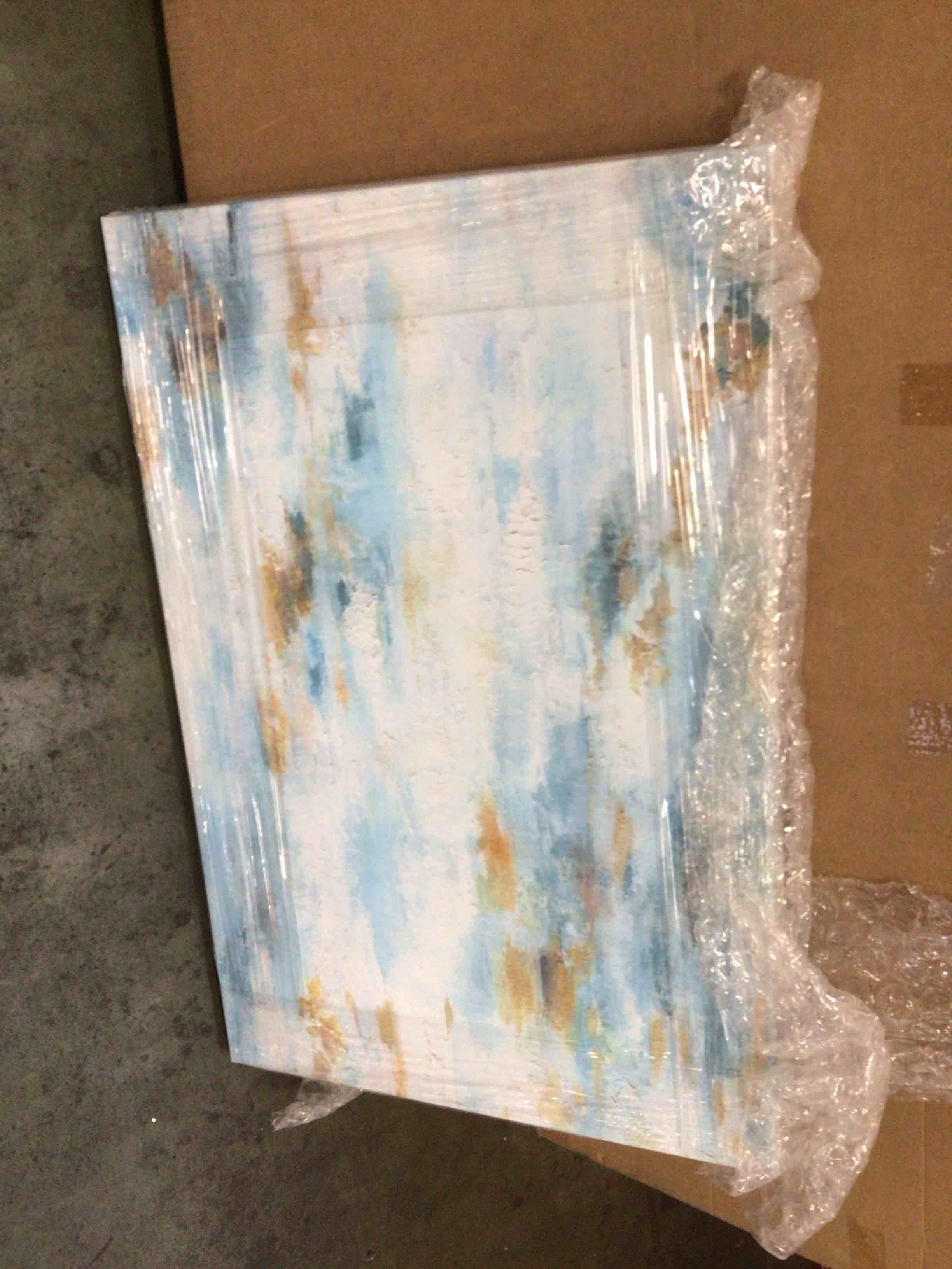 Condition photo showing New/Like New for art remedy textured shades gallery wrapped blue abstract 1 piece canvas wall art, 36" x 24", gallery wrapped