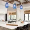 3 Pack 7.64 in. Blue Art Glass Glass Globe Pendant Shade (Set of 3)