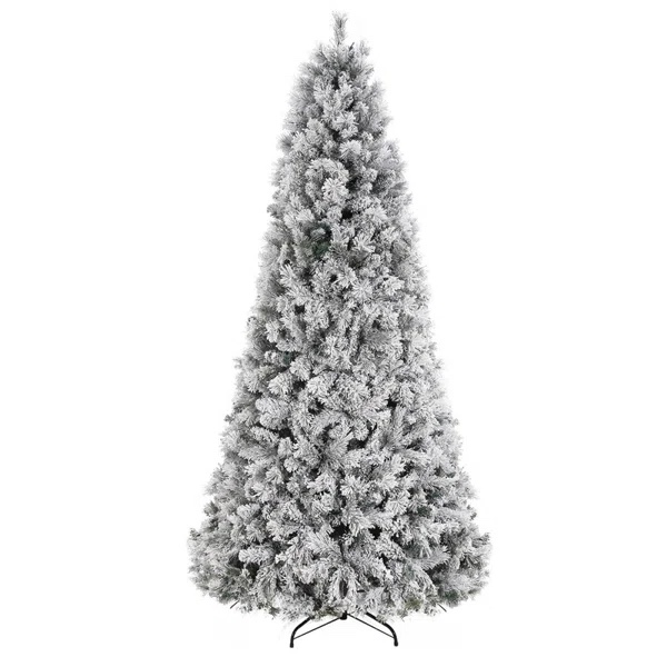 prelit snow  flocked artificial hinged slim Christmas tree 7.5 ft 