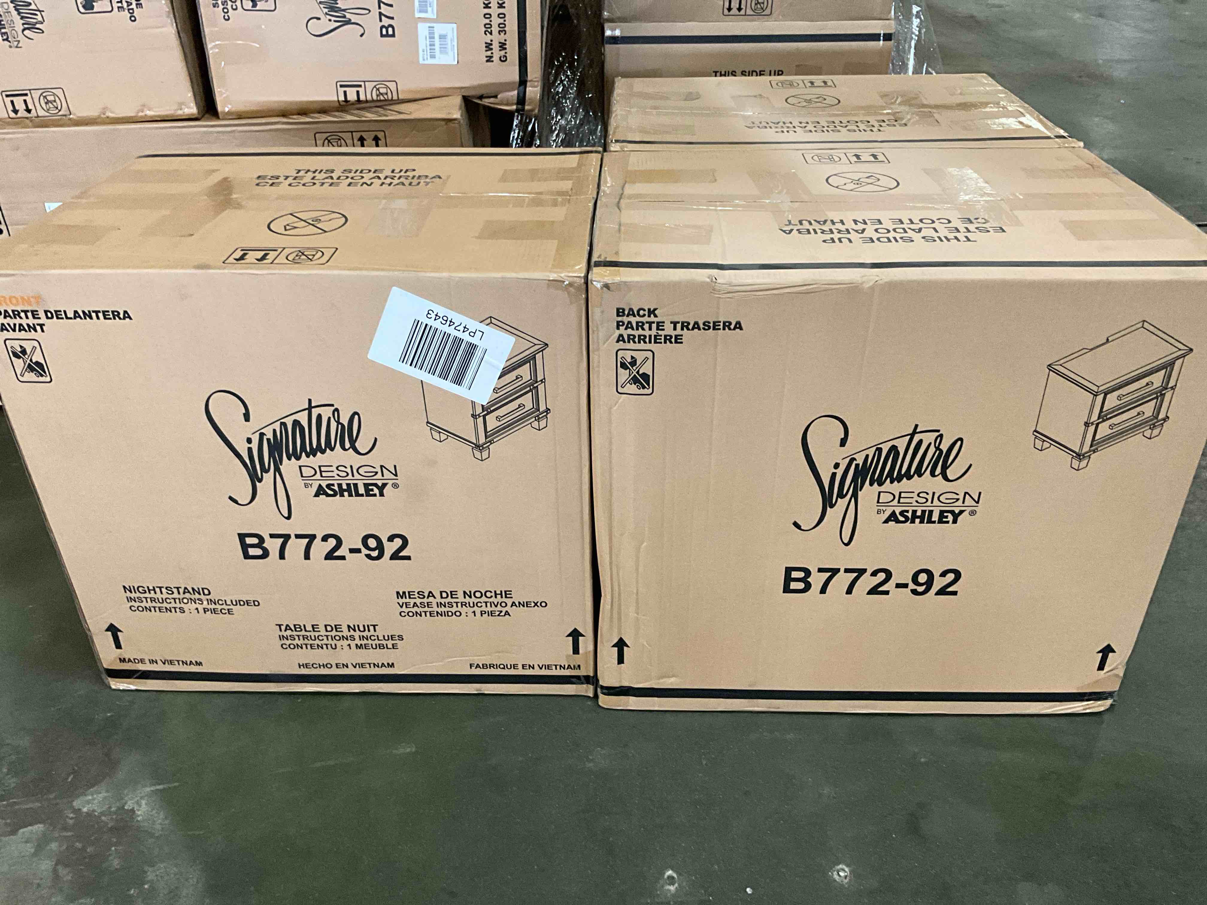 Condition photo showing New/Like New for lot of 2 russelyn two drawer night stand