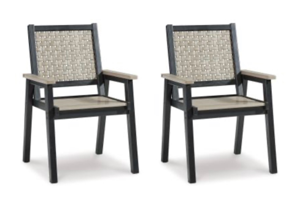 mount valley outdoor arm chair (set of 2)  driftwood/black