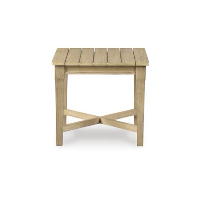 carter hall outdoor end table  weather-resistant eucalyptus wood  square  beige