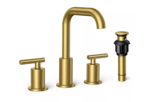 FORIOUS 8 in. Widespread 2-Handle Bathroom Faucet 3-Hole Sink Faucet-Black Gold