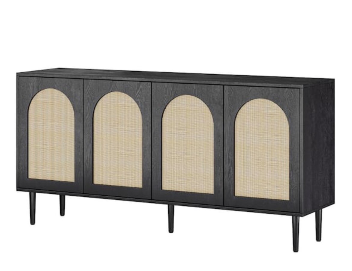 ((Incomplete only Top )) Roderick Black 63 in. Wide Sideboard with Wood Legs