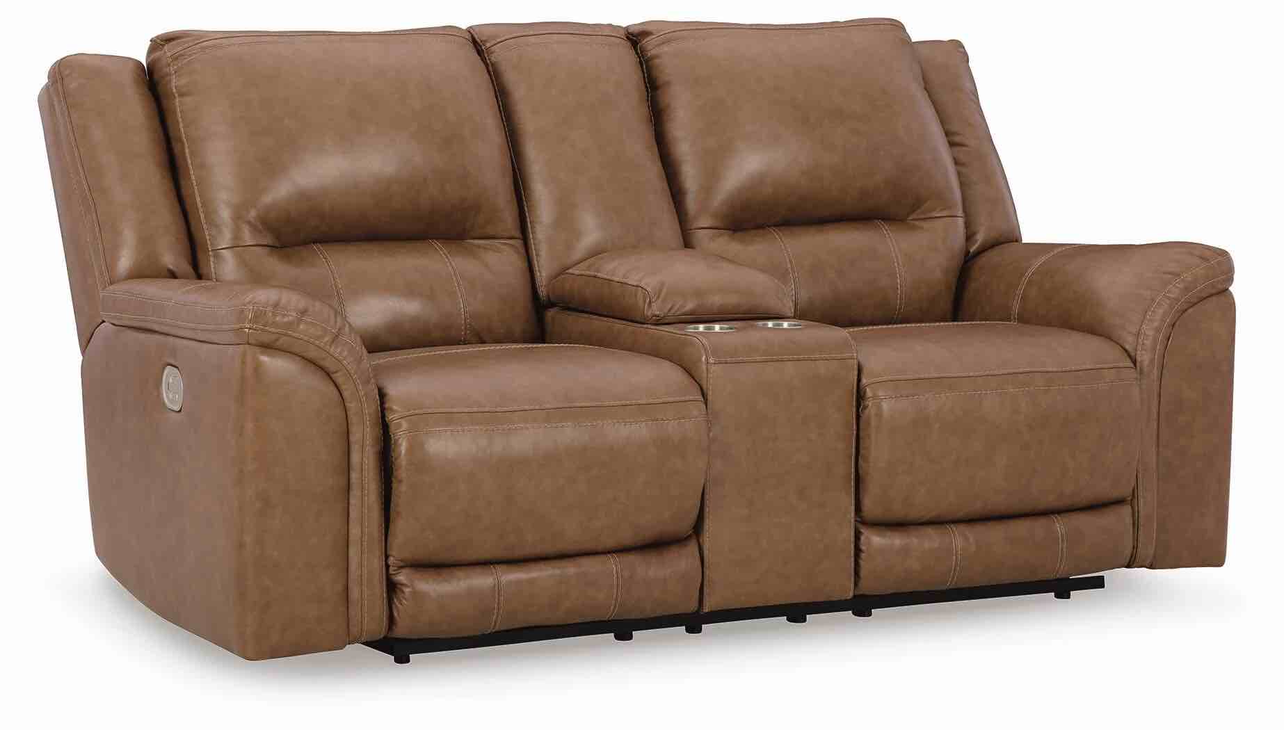 Trasimeno Dual Power Leather Reclining Loveseat with Console