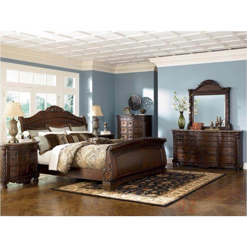 B553-74 Ashley Furniture North Shore - Dark Brown Queen Sleigh Footboard