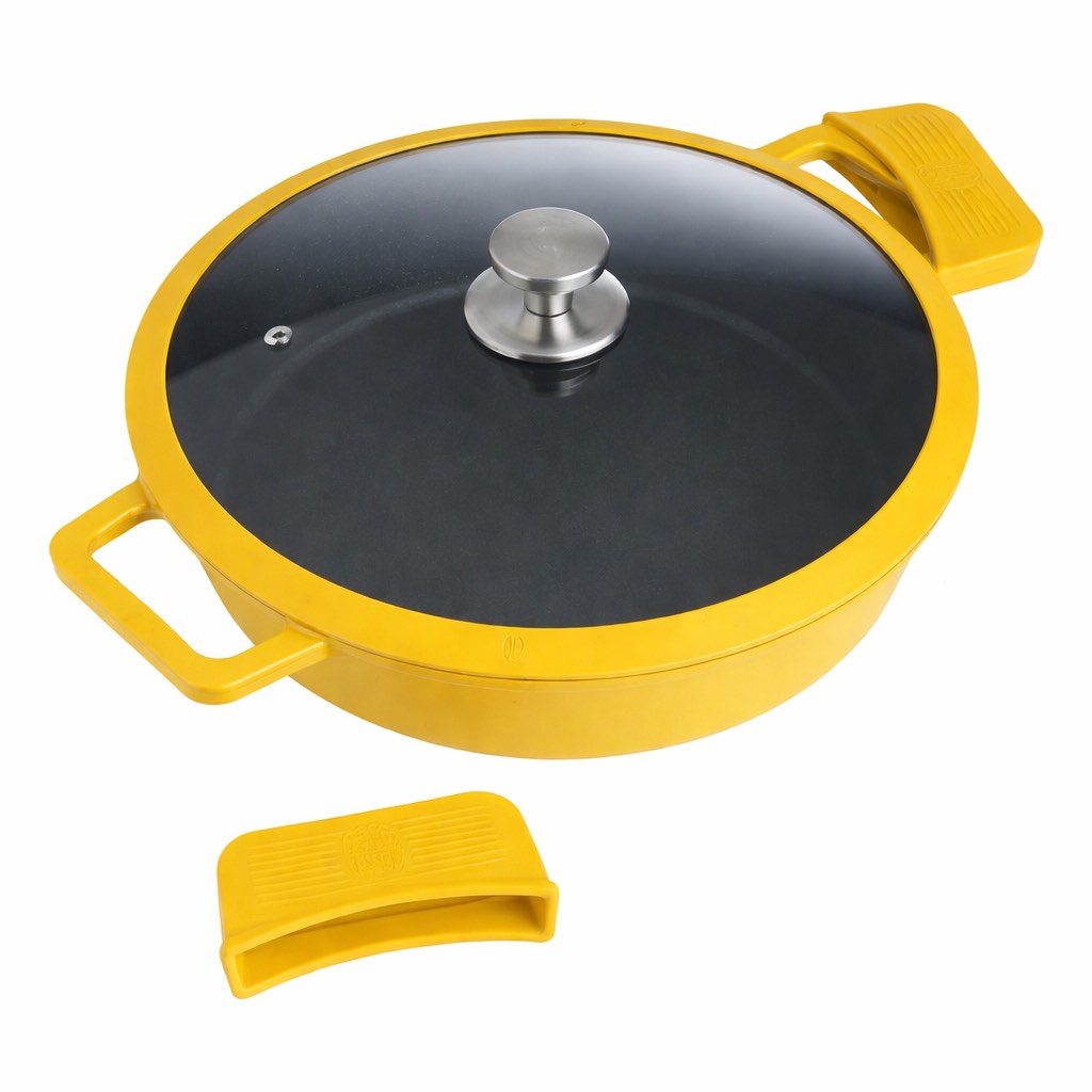 kitchen hq 144oz cast iron nonstick braiser maize yellow