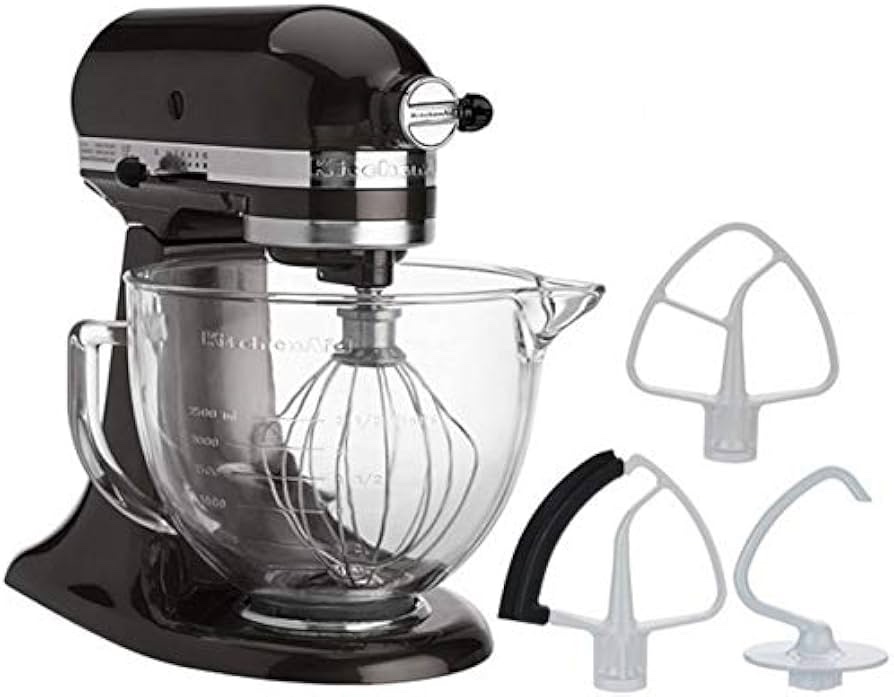 kitchenaid 5-quart tilt head stand mixer with flex edge beater glass bowl black 