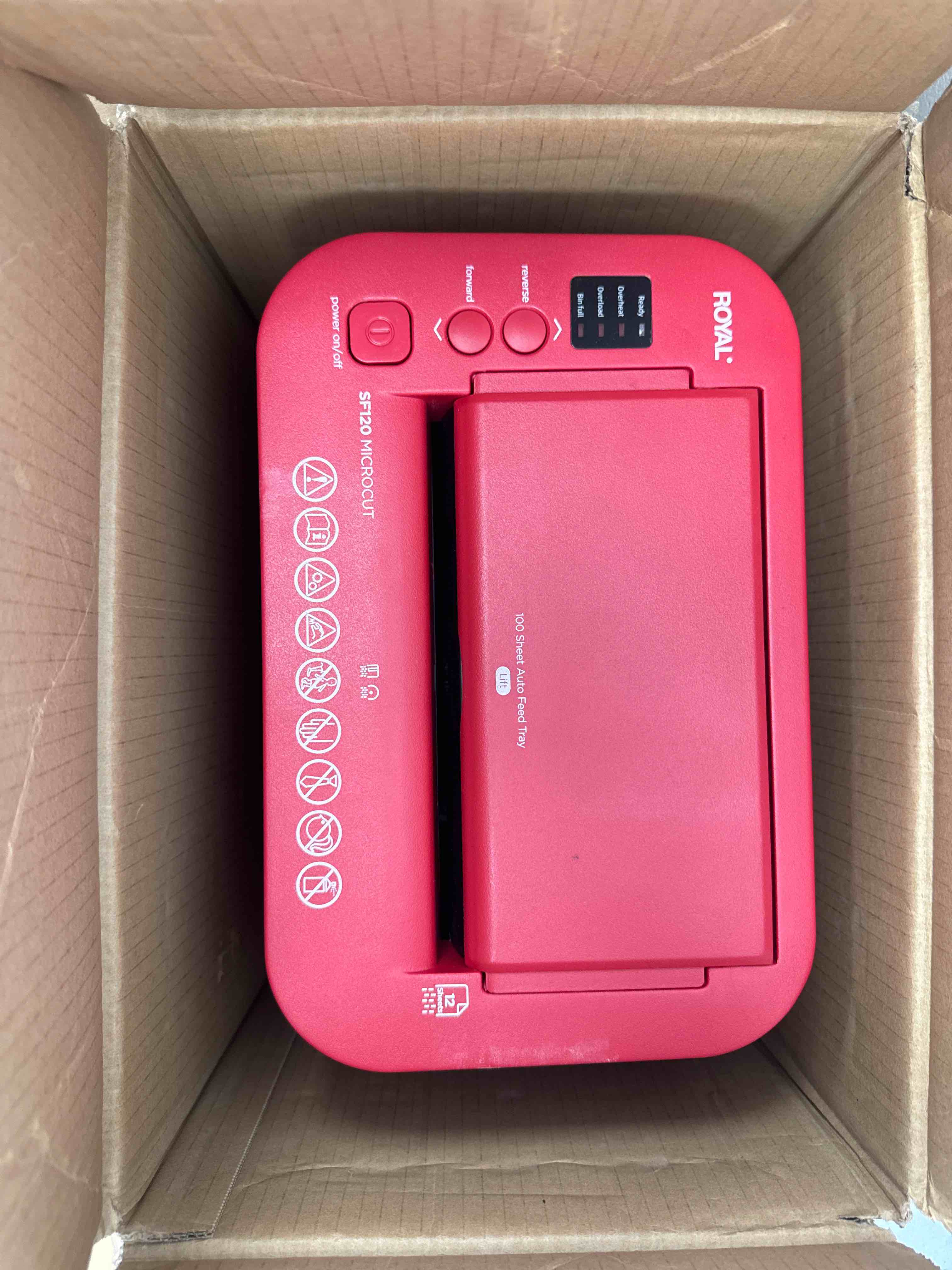 Condition photo showing Good Condition for royal sf120 100 sheet micro shredder red