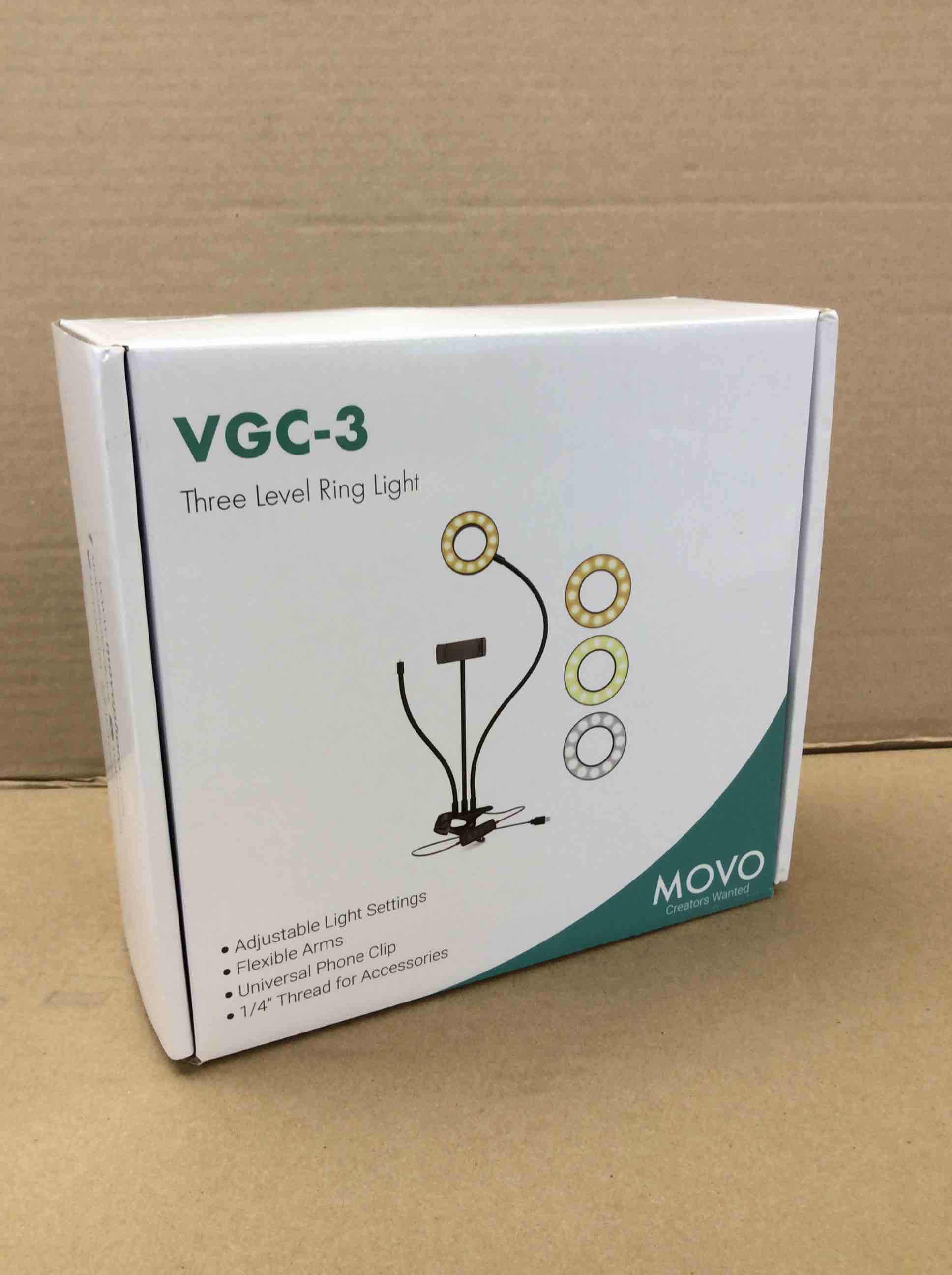Condition photo showing New/Like New for movo vgc-3 selfie ring light stand with cell phone holder and third flexible arm with a 1/4 mount for microphones - for tik tok youtube live stream tutorial vlog - compatible with iphon