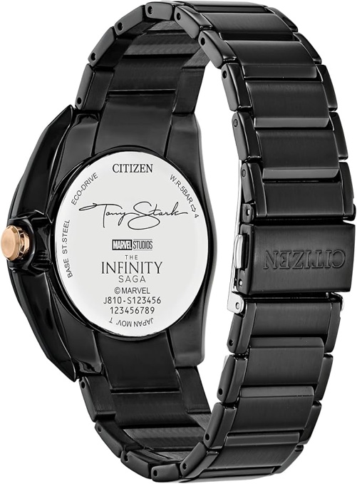 Condition photo showing New/Like New for citizen eco-drive men's marvel tony stark black ip stainless steel bracelet watch, size: large