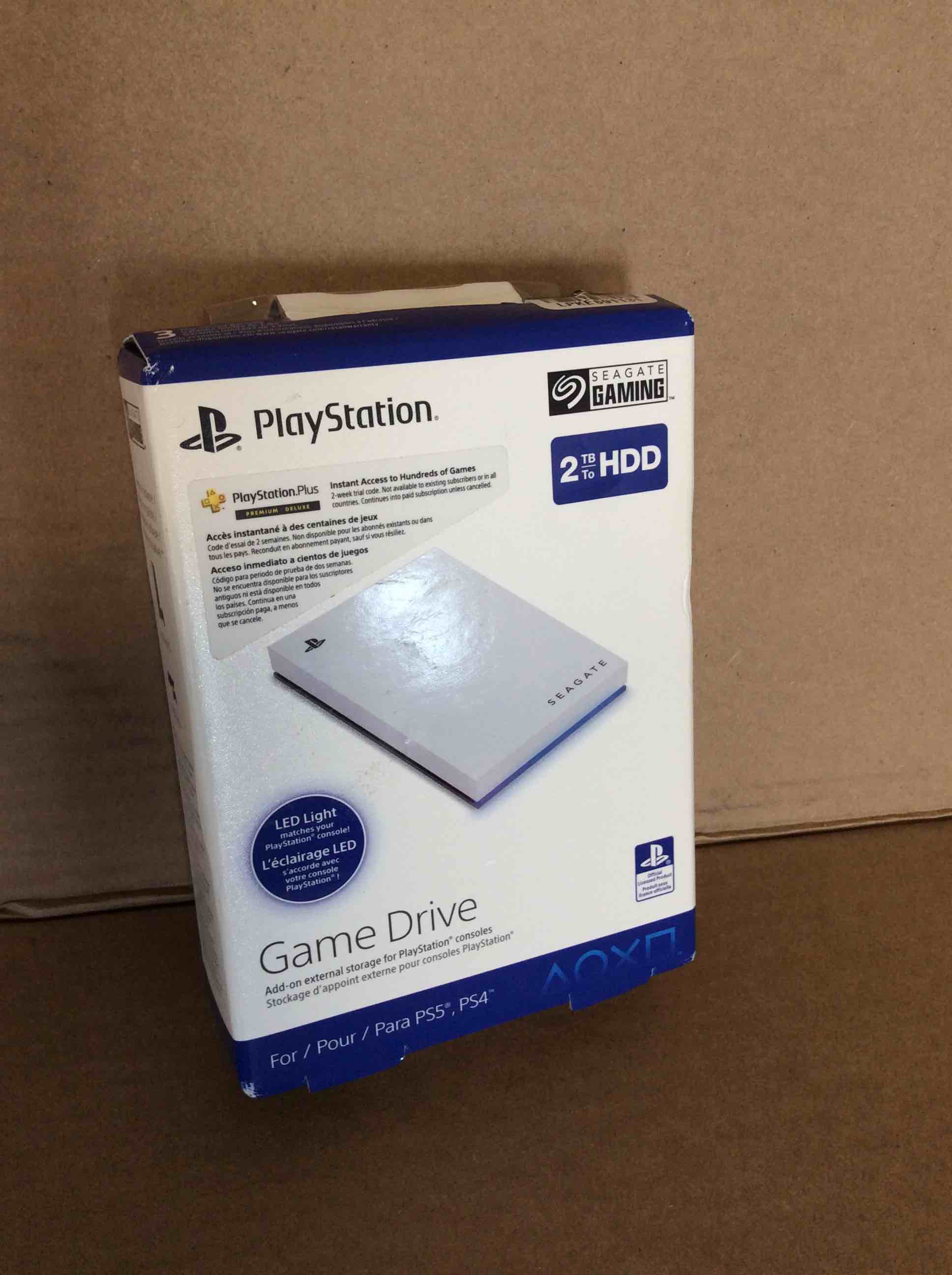 Condition photo showing Good Condition for seagate - game drive for playstation consoles 2tb external usb 3.2 gen 1 portable hard drive with blue led lighting - white