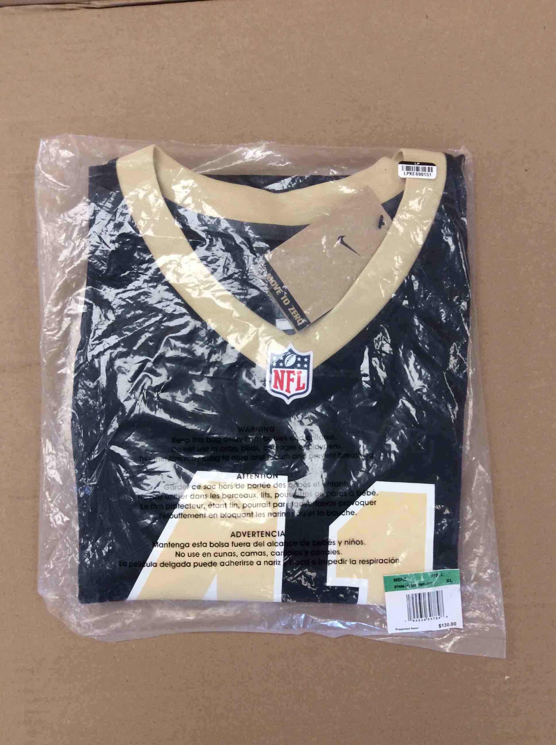 Condition photo showing New/Like New for men s nike alvin kamara black new orleans saints game jersey xl