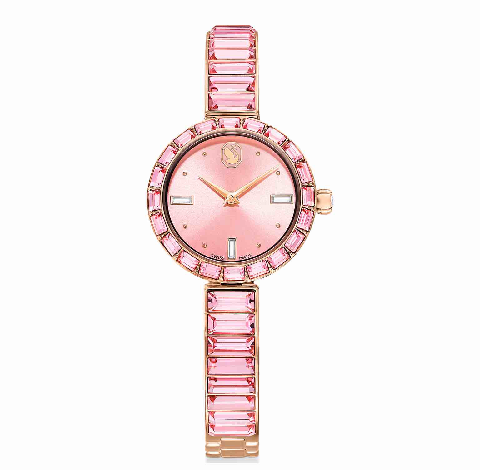 Matrix Bangle Watch, Swiss Made, Crystal Bracelet, Pink, Rose Gold-Tone Finish 5679890 | Swarovski 