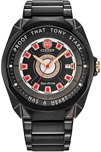 Citizen Eco-Drive Men's Marvel Tony Stark Black IP Stainless Steel Bracelet Watch, Size: Large