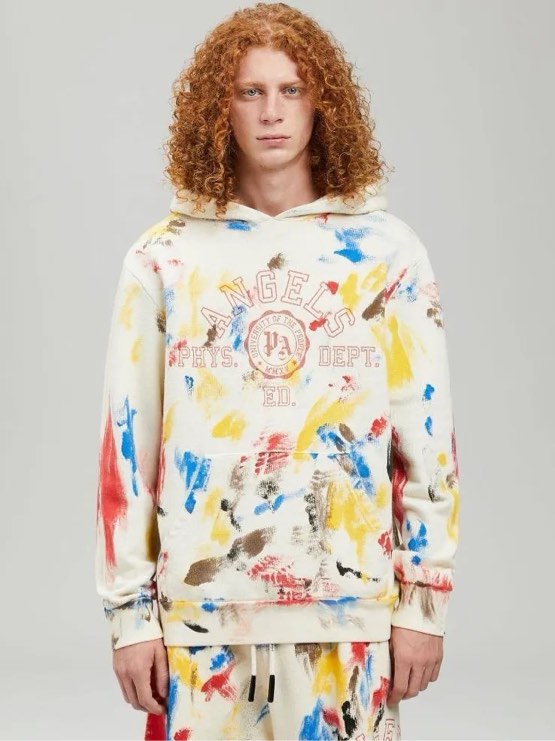 Palm Angels Painted College Sweatshirt Off White/Red Size Small 