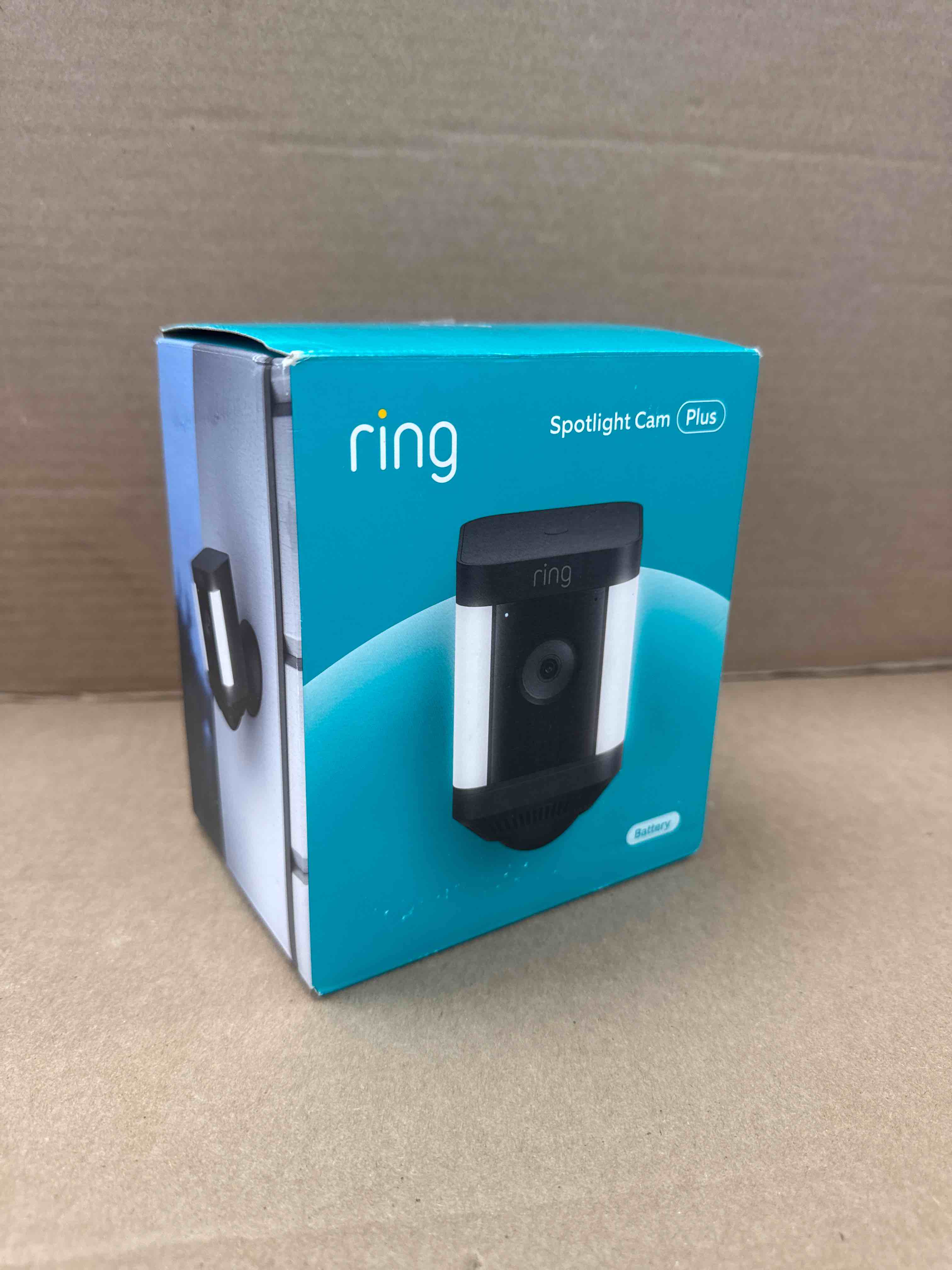 Condition photo showing New/Like New for ring - spotlight cam plus outdoor/indoor wireless 1080p battery surveillance camera - black
