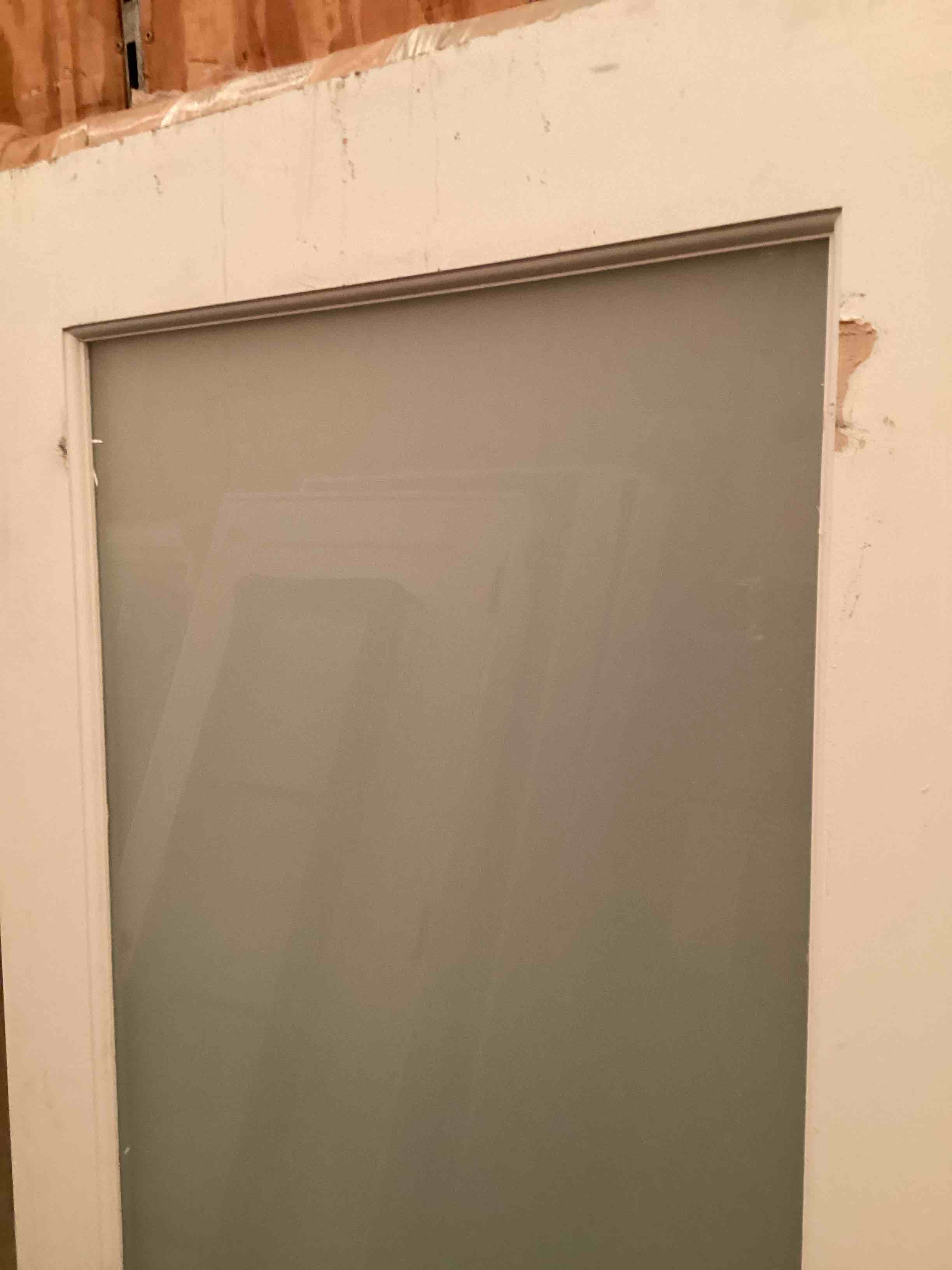 Condition photo showing As Is for frosted glass interior door