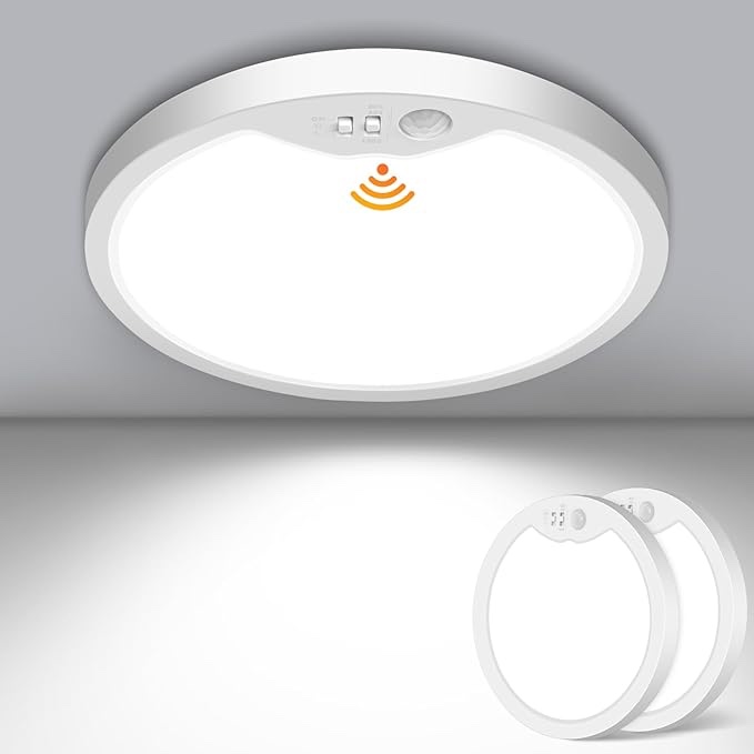 Brightever 1Pack Motion Sensor Ceiling Light Wired, 7 Inch 15W Small LED Flush Mount Light Fixture, 3000K/4000K/6500K Selectable Motion Activated Closet Lights with Timer for Hallway, Non-Dimmable