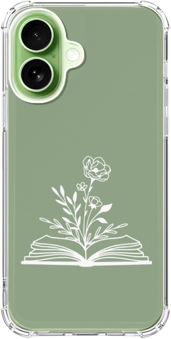 Mabluworqe Sage Green Flowers Bookish Phone Case Compatible with iPhone 17, Book Lover Phone Cover for iPhone 17