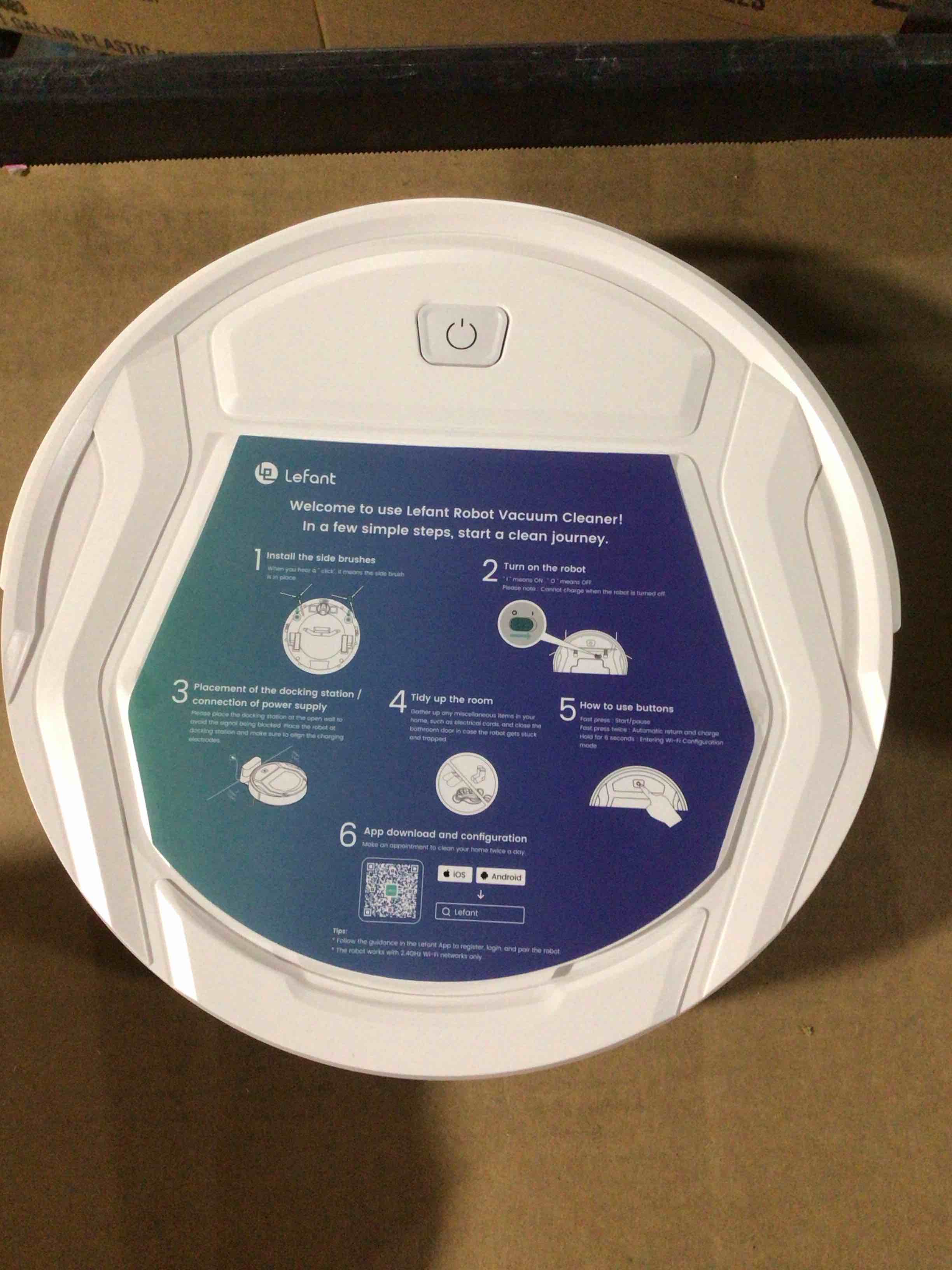 Condition photo showing New/Like New for Lefant Robot Vacuum Cleaner, Strong Suction, 120 Mins Runtime, Slim, Low Noise, Automatic Self-Charging, Wi-Fi/App/Alexa Control, Ideal for Pet Hair Hard Floor and Daily Cleaning, M210