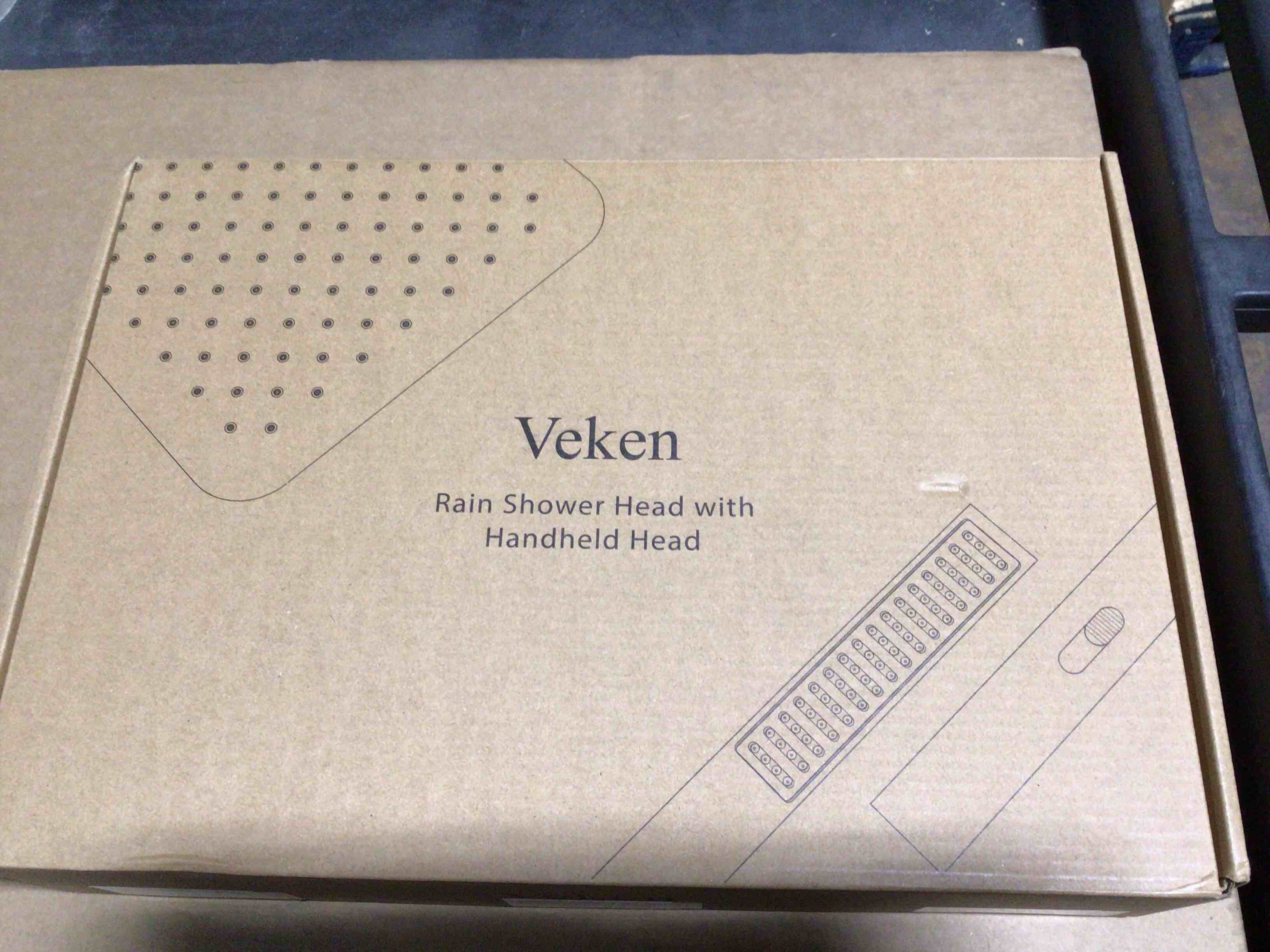 Condition photo showing New/Like New for Veken 10" Luxurious All Metal Rain Shower Head with Handheld Spray Combo, High Pressure Rainfall Square Shower Heads with Extension Arm, Wide Dual Showerhead, Bathroom Accessories, Matte Black 2.5GPM with 15 Inch Extention Arm Matte Black