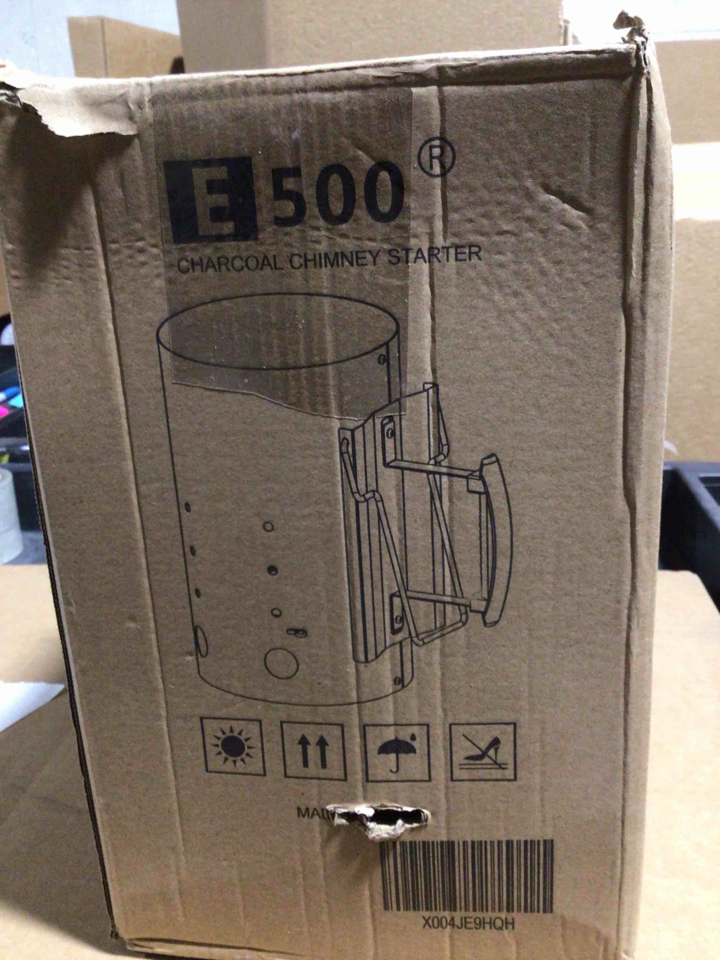 Condition photo showing New/Like New for E500 Larger Charcoal Chimney Starter with 60Pcs Charcoal Starter, Coal Chimney Starter for Grill, BBQ Fire Starter Kit 60pcs Starter+Chimney