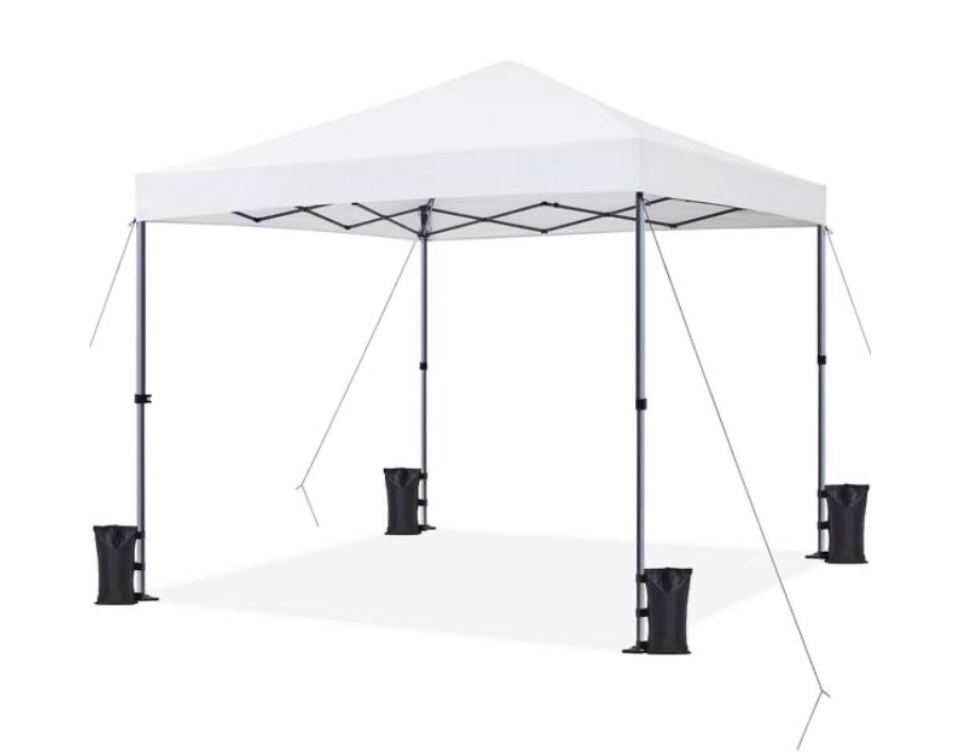 8 ft x 8 ft. Pop-up Canopy with One-Push-To-Lock White