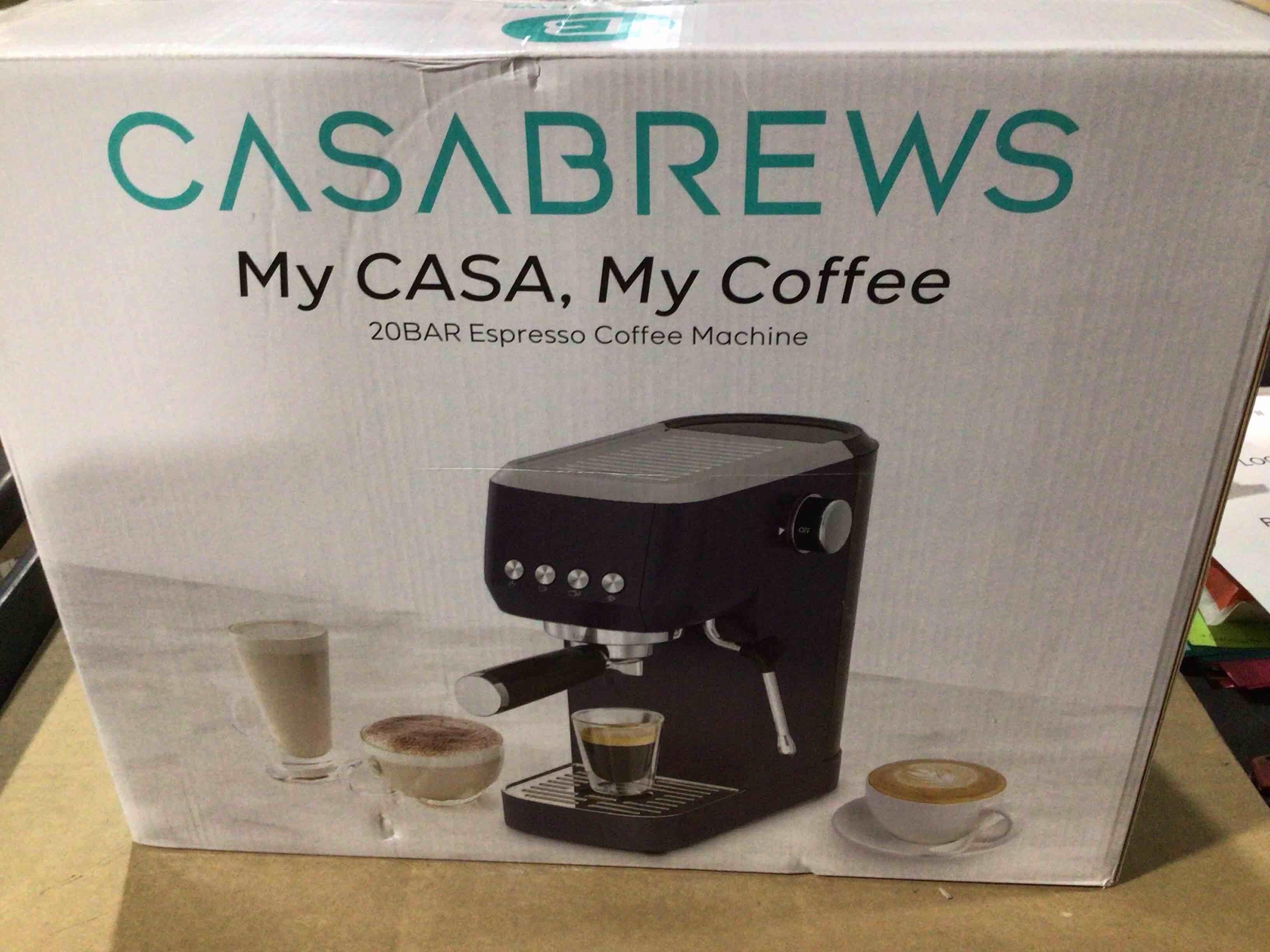 Condition photo showing New/Like New for CASABREWS 3700 Essential Espresso Machine 20 Bar, Stainless steel Coffee Maker with Milk Frother, Espresso Coffee Machine for Cappuccino, Latte, 43.9oz Water Tank, Gift for Her, Sapphire Blue