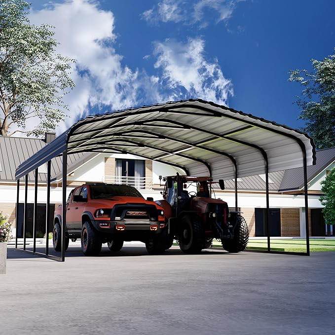 Royal Windsor 20×20 FT Metal Carport Car Port for 2 Car, Multi-Use Heavy Duty Metal Garage Shed for Car, Outdoor Car Port Kit with Galvanized Steel Roof Building and Frame