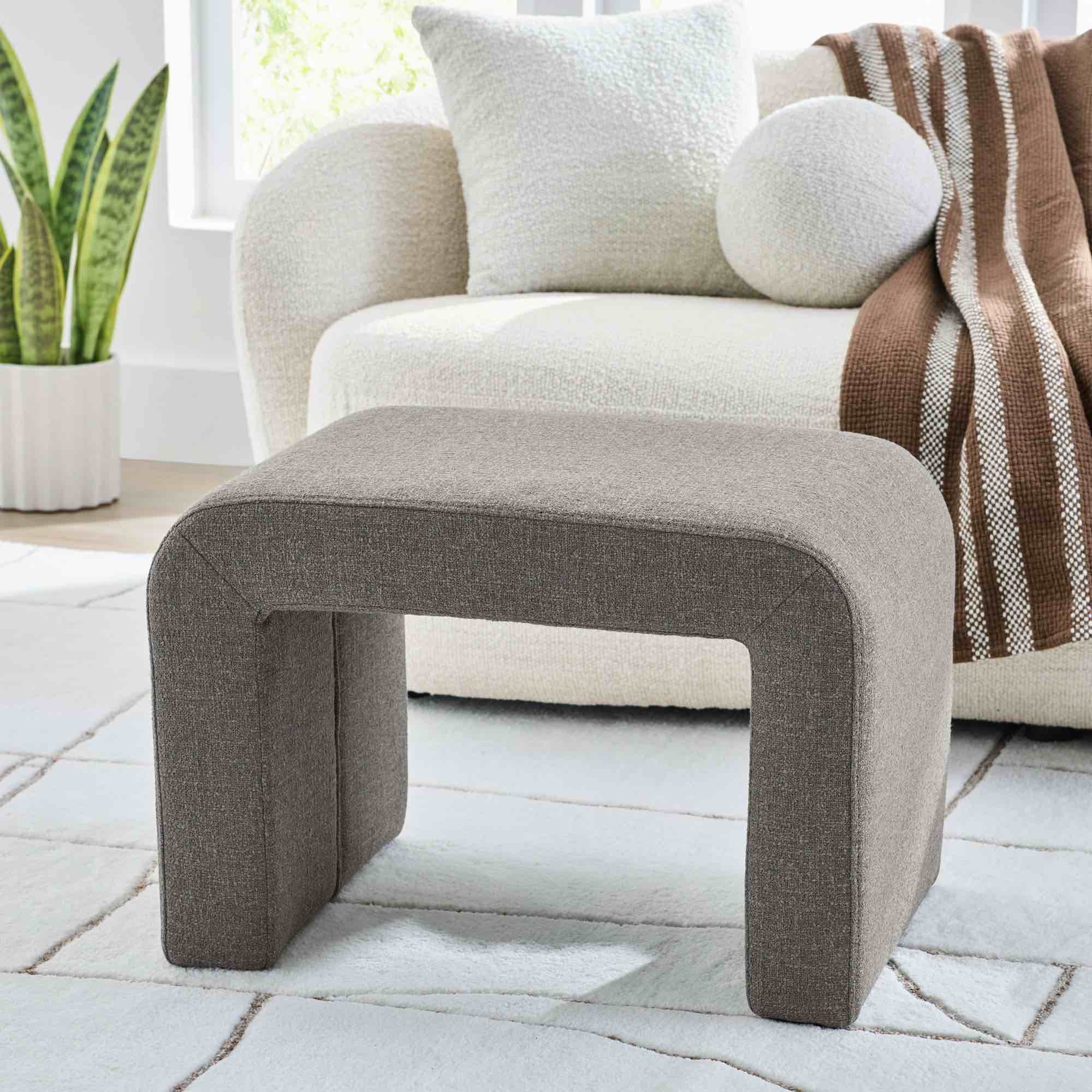 Better Homes & Gardens Juliet Waterfall Boucle Ottoman, Truffle Brown