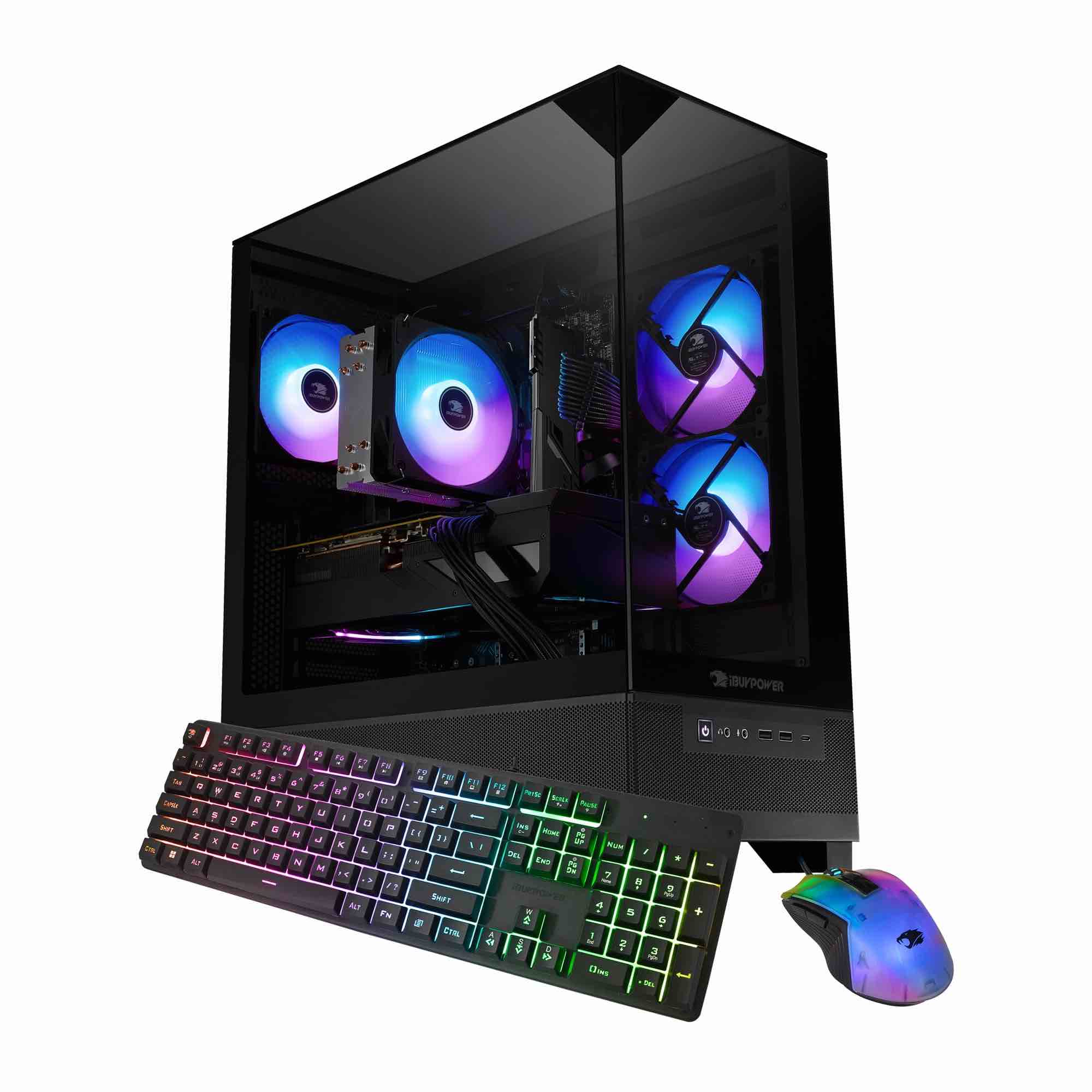iBUYPOWER ESA7R77XT01 Gaming PC Desktop - AMD Ryzen 7 8700F, AMD Radeon RX 7700 XT 12GB, 32GB DDR5 Non-RGB RAM, 1TB NVMe SSD