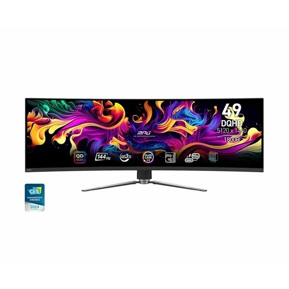 MSI MPG 491CQP QD-OLED 49" 32:9 Curved 1800R, QD-OLED Gaming Monitor, 144Hz 0.03ms, 5120 x 1440 (DQHD), Height Adjustable Arm, AI ENGINE