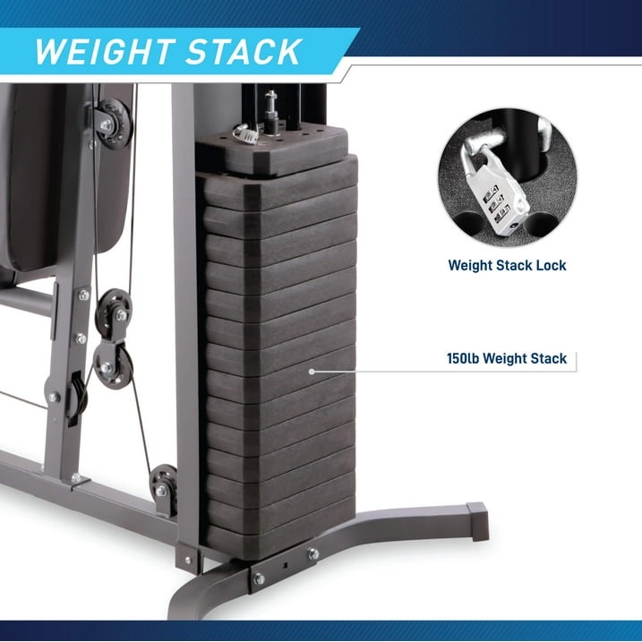 Marcy 150 lb. Stack Weight Home Gym MWM-4965SC Full Tricep Lat Butterfly Curl Gym