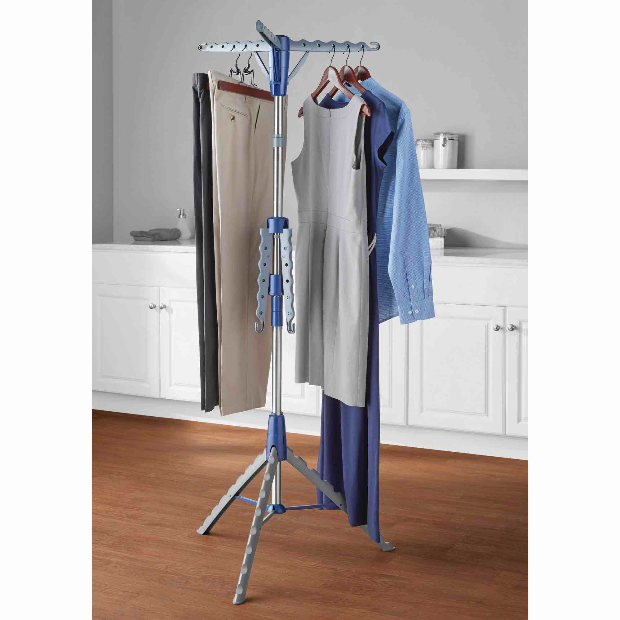 mainstays space-saving 2-tier tripod hanging clothes drying rack steel