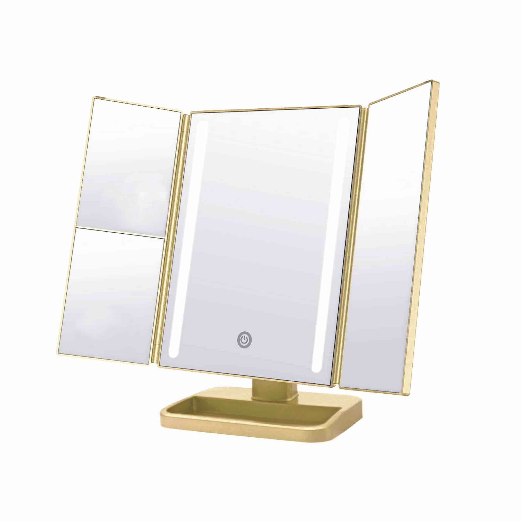 ONYX Professional Anniversary Edition Trifold LED Vanity Mirror, Gold