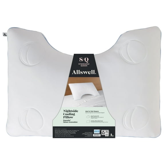 Allswell Nightside Cooling Pillow with Dual Function Fill, Standard/Queen