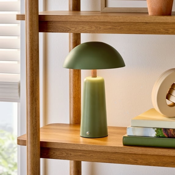 better homes & gardens 12" green dome rechargeable led portable lamp with dimmable touch sensor