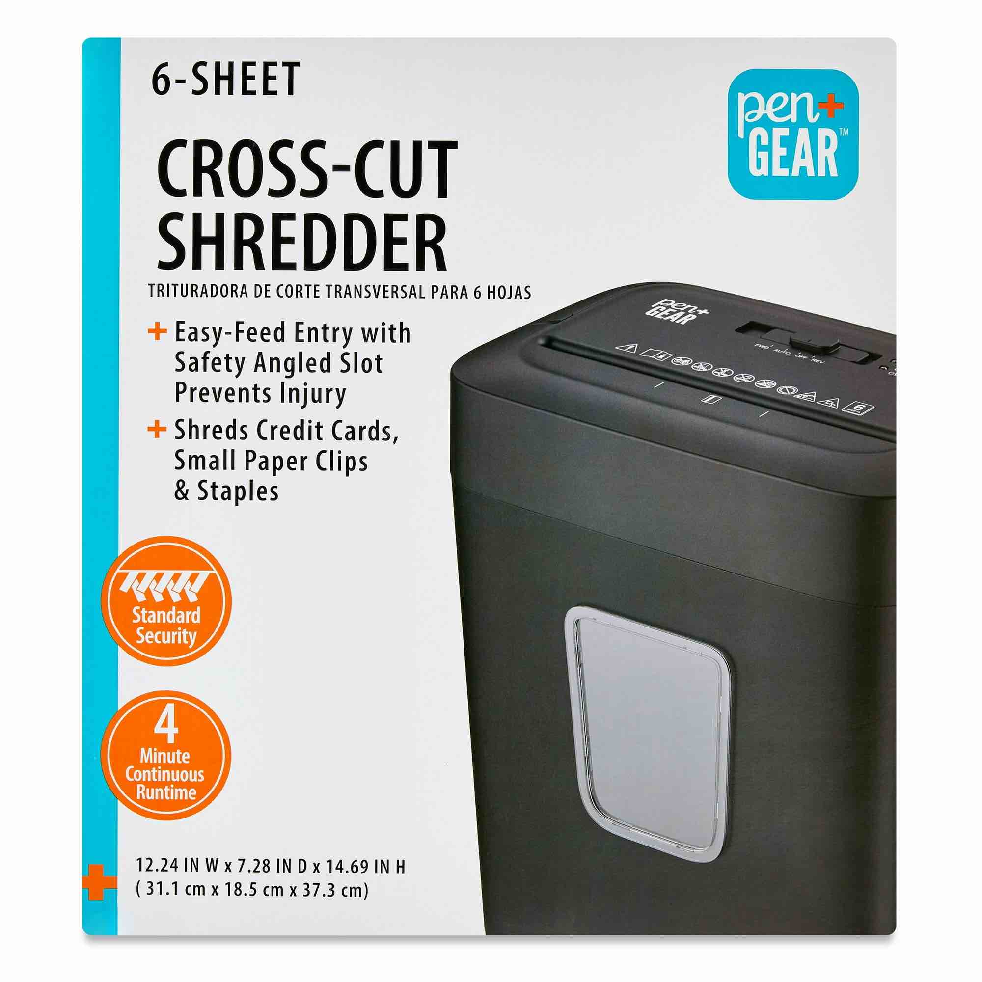 Pen+Gear 6-Sheet Cross-Cut Paper/Credit Card Shredder with 3.7 Gallon Bin Black Home & Office Use