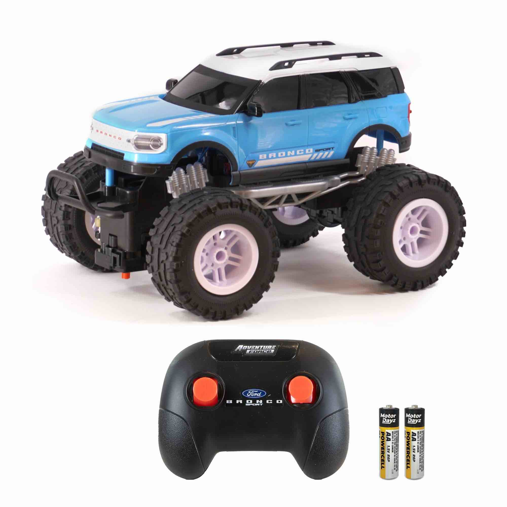 adventure force (1:16) remote control ford bronco 4x4 blue/white truck, wr4-16s85u-te