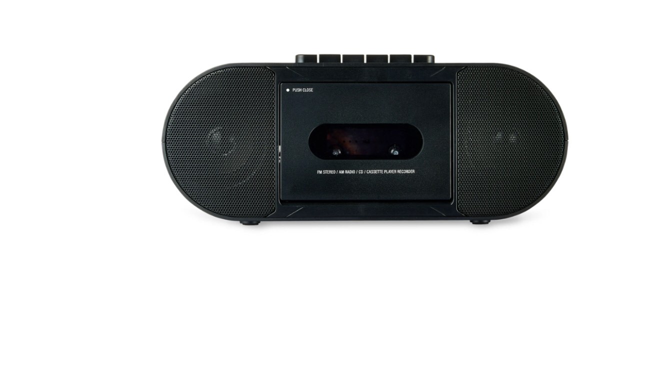 onn. Portable CD/Cassette Boombox with Bluetooth Wireless Technology  Black