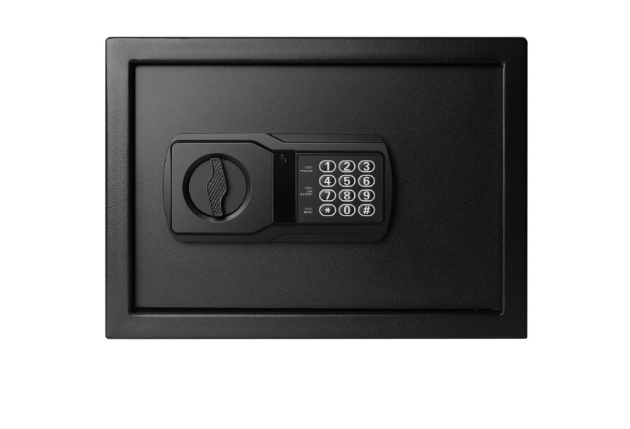 Pen + Gear Safes Model 44E20 with Electronic Lock  Backup Key  1 Shelf  Black