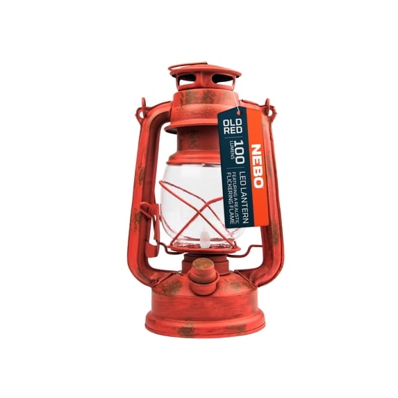 nebo retro 100 lumen led red metal lantern, battery operated