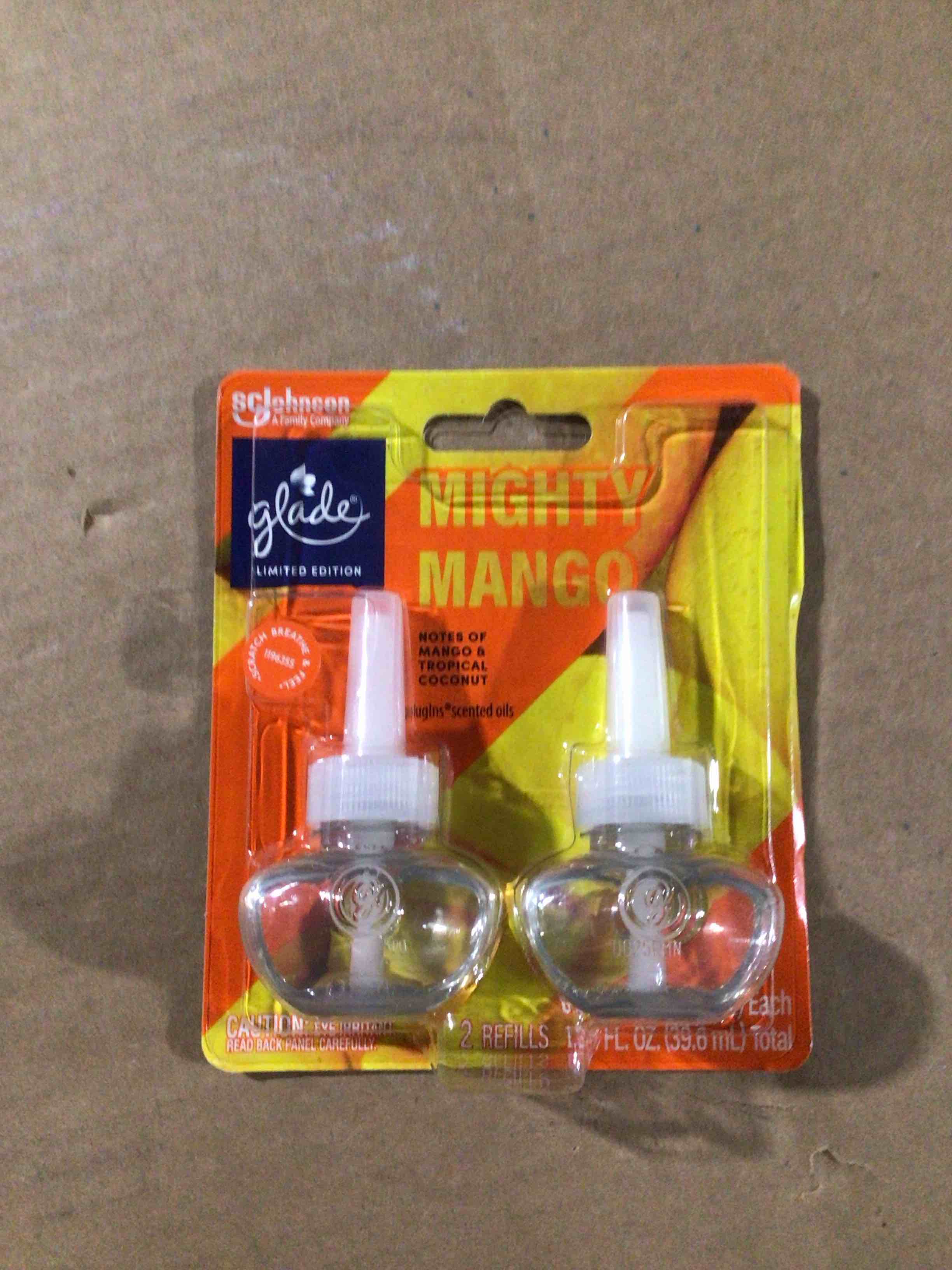 Condition photo showing New/Like New for Glade PlugIns Scented Oil Refills  Air freshener  Mighty Mango  Infused with Essential Oils  0.67 oz  2 Count