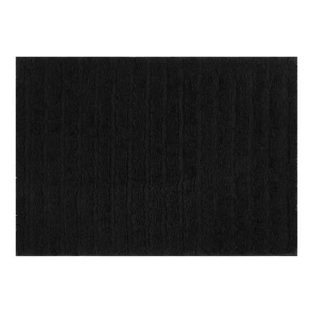 Mainstays Tufted Stripe  Bath Rug Bundle, Rich Black, 17" x 24"