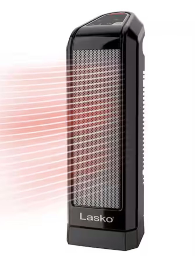 1500-Watt 16 in. Electronic Ceramic Tower Space Heater in Black with Touch Control and Adjustable Thermostat