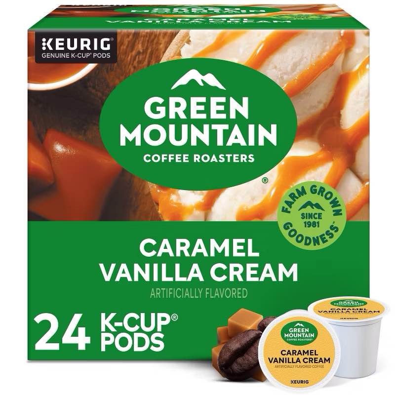 pack of 4 24ct green mountain coffee caramel vanilla cream keurig k-cup coffee pods flavored coffee light roast