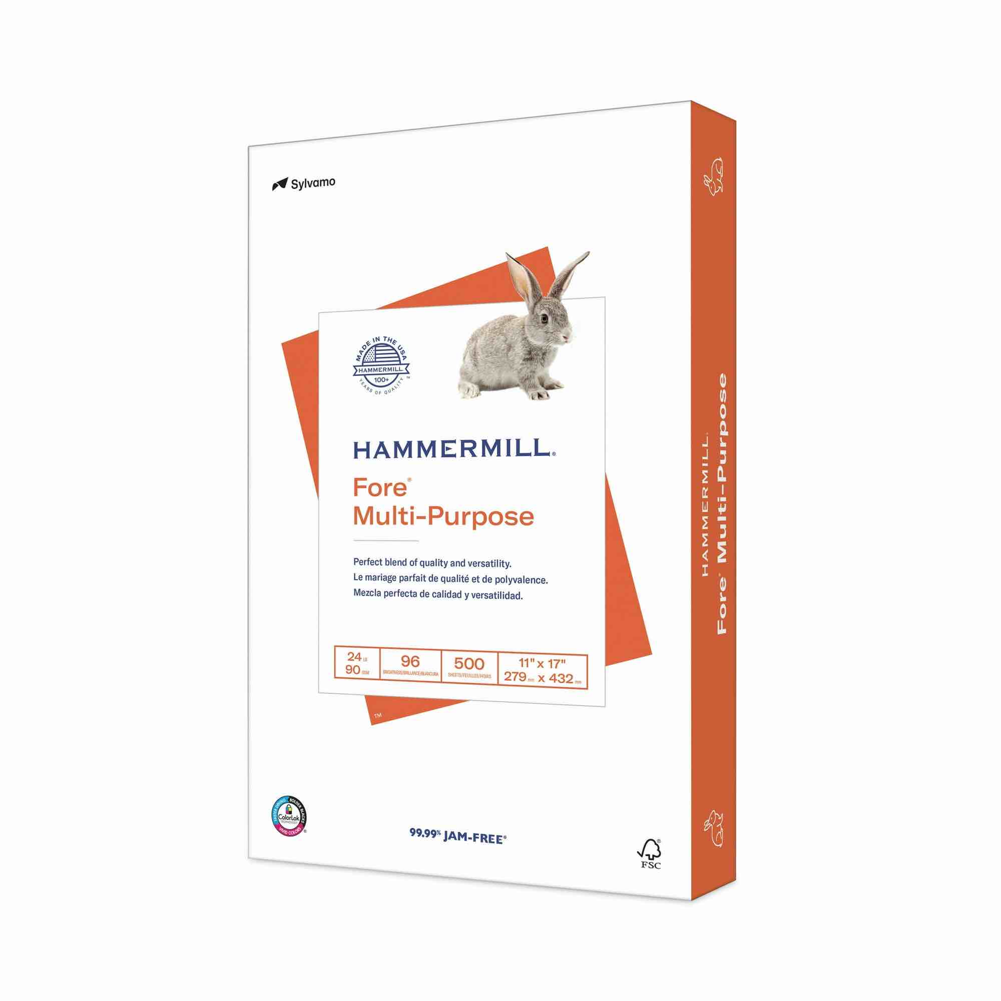 hammermill printer paper  24lb fore multipurpose  11x17  white  1 ream  500 sheets